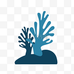 矢量卡通蓝色树叶海底世界珊瑚免