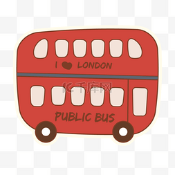 卡通双层巴士图片_红白蓝英伦风格双层巴士导航手绘