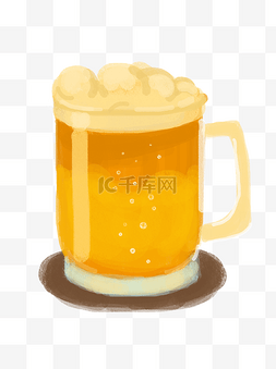 一杯冰爽冒泡沫的啤酒