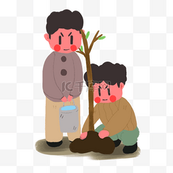 植树节设计图片_卡通手绘植树节两个男孩