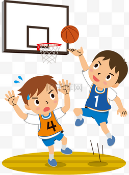 儿童节图片_手绘卡通打篮球的少年