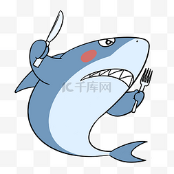 卡通可爱鲨鱼png透明底