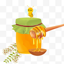 槐树花图片_秋季养生蜂蜜和蜜蜂png免扣图片