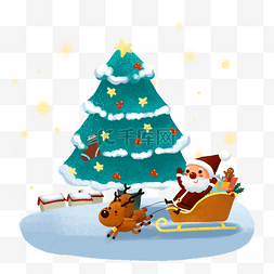 圣诞夜雪橇图片_圣诞节送礼物圣诞老人 