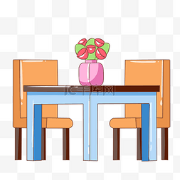 木制餐桌椅图片_手绘卡通餐桌椅插画