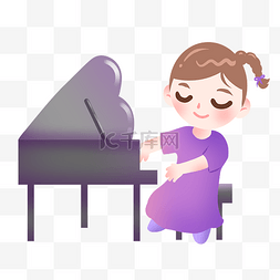 卡通音乐元素图片_弹钢琴的音乐插画