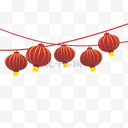 大红喜庆素材图片_新年灯笼吊饰手绘插画