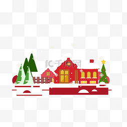 雪雪房子图片_手绘圣诞节雪屋插画