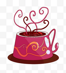 创意饮料图片_红色创意咖啡插画