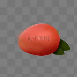 红色手绘写实精致大芒果psd透明底