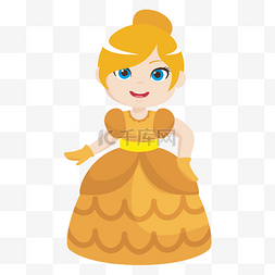 公主王子图片_卡通矢量身穿黄色礼服美丽公主