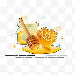 蜜蜂采蜂蜜图片_矢量手绘卡通蜂蜜