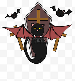 万圣节吸血鬼黑猫棺材十字架蝙蝠