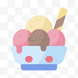 矢量手绘冰淇淋图片_冰淇淋球矢量插画