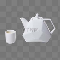 白色创意茶具元素