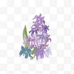 小清新装饰图片_紫色花束美丽花朵绘画
