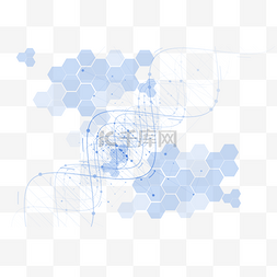 螺旋水凝胶图片_蓝色圆弧科技螺旋六角形元素