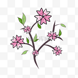 樱花花瓣插画图片_对称的粉色樱花插画