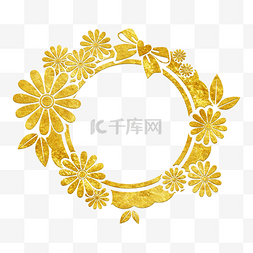中国风传统烫金鲜花花纹装饰图之