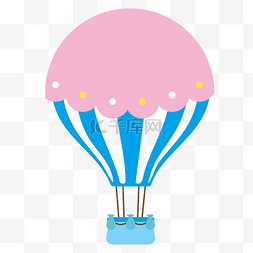 粉色蓝色的热气球插画