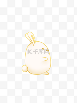 中秋节赏月兔子侧面玉兔卡通金色