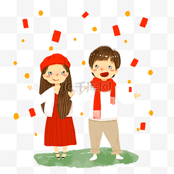 红包图片_新年红包飞舞开心接红包的人