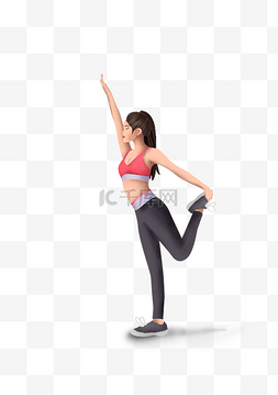 沙滩瑜伽垫图片_手绘体育健身练瑜伽的女孩