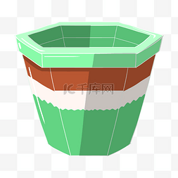 手绘绿色多边形桶