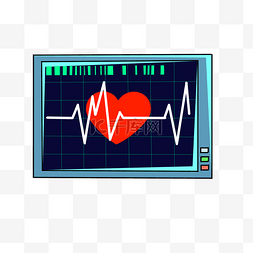 监控图片_手绘医疗监控器材心电图仪插画