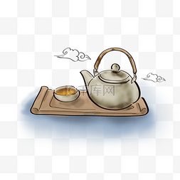 茶叶图片_白露手绘清茶和祥云