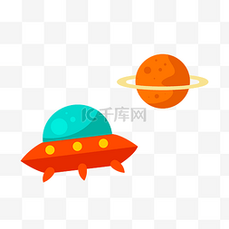 星球卡通图片_飞碟和星球png