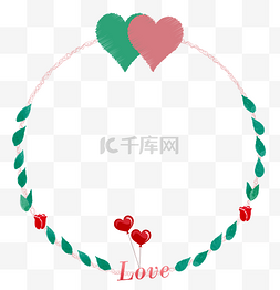 七夕圆框图片_情人节心心相印爱情圆框love矢量