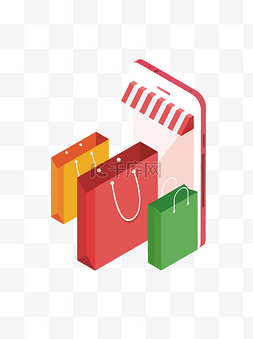 展示手机图片_手绘卡通用购物袋形象展示手机网