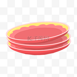 手绘彩色的餐盘插画
