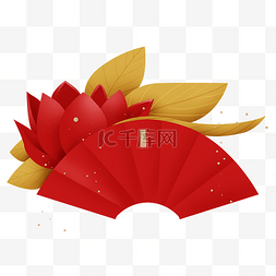 折扇图片_农历新年花卉中国风扇形文字框