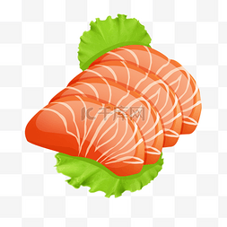 日本料理寿司图片_精致的手绘料理生鱼片三文鱼psd透