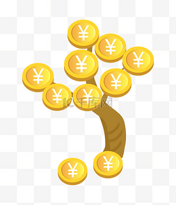 金条的图片_手绘黄色的摇钱树插画