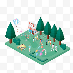 卡通气球气球图片_2.5D卡通手绘森林公园