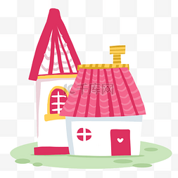 卡通手绘粉色小房子