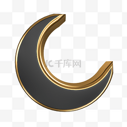 晚安安海报图片_C4D黑金质感立体月亮