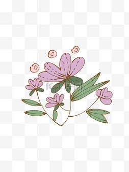 手绘卡通可爱植物花朵花簇粉色矢