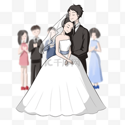 西式婚礼卡通人物图片_婚礼新郎新娘插画