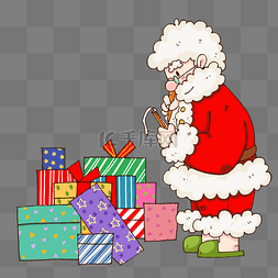 圣诞老人和礼盒插画