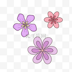 手绘花图片_卡通手绘紫色花朵素材