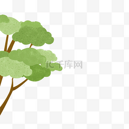 绿色清新自然简约手绘树木树林贴