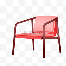 手绘家具用品图片_卡通手绘红色椅子插画