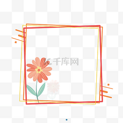 矢量卡通方形橙色花卉边框