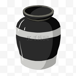 手绘黑色的罐子插画
