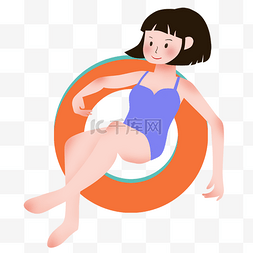 儿童运动童趣图片_通用节日彩色卡通手绘夏日游泳