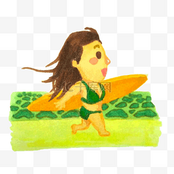 小女孩在冲浪免抠图